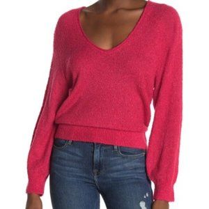 ABOUND V-Neck Boucle Knit Sweater red